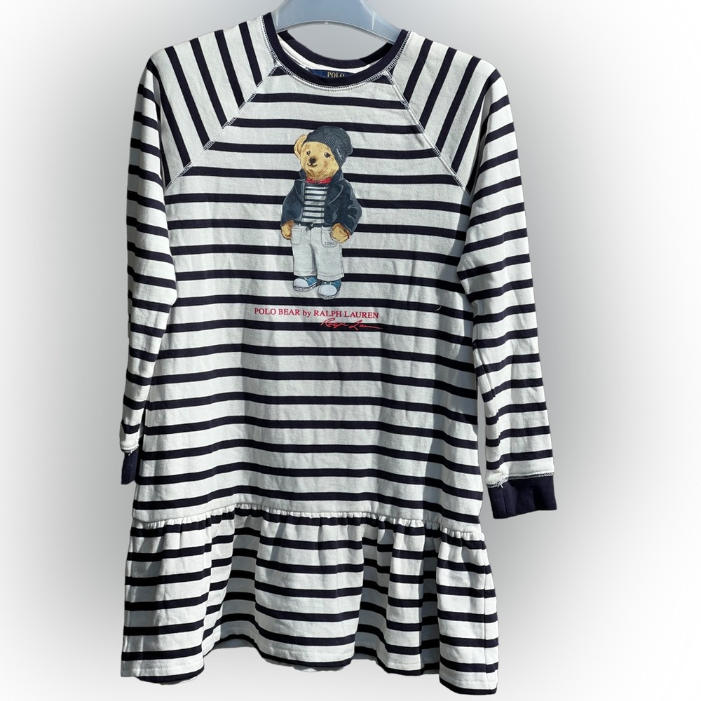 POLO Ralph LAUREN Polo Bear Cotton Fleece Dress for kids - Picture 2 of 10